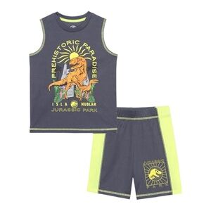 New Jurassic Park Little Boys Tank Active Set Gray Size 2
